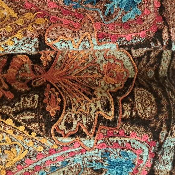 John Mark Black & Multi Color W/ Embroidered Detail Slit Side Schaket SzL EUC - Picture 8 of 11